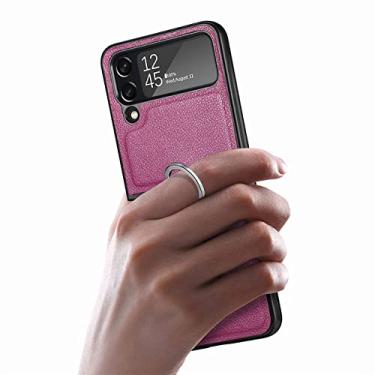 Imagem de Capa fosca antiderrapante para anel de dedo para Samsung Galaxy Z Flip 4 5G Flip4 Flip3 Flip 3 Zflip4 Capas antiderrapantes para celular, roxo, para Samsung Z Flip 3
