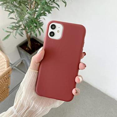 Imagem de Para iPhone 14 13 12 11 Pro Max Mini X XS XR 7 8 14 Plus capas capa de silicone líquido de cor sólida, Borgonha, para iPhone 8