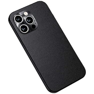 Imagem de RAYESS Capa de telefone traseira ultrafina, capas de couro à prova de choque para Apple iPhone 13 Pro Max (2021) 6,7 polegadas [lentes com tudo incluído] (Cor: Preto)