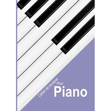 Imagem de Piano: 6 systèmes carnet de partitions - papier manuscrit 120 pages - pas de clefs - A4 Couverture piano stylisé clavier piano couleur Lavande