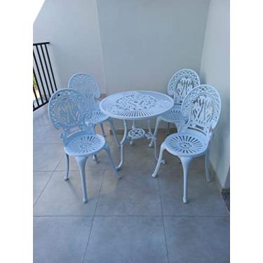 Imagem de Conjunto de Mesa para Jardim Itália com Mesa de 3 Pés 4 Cadeiras em Alumínio Fundido Unifer Móveis