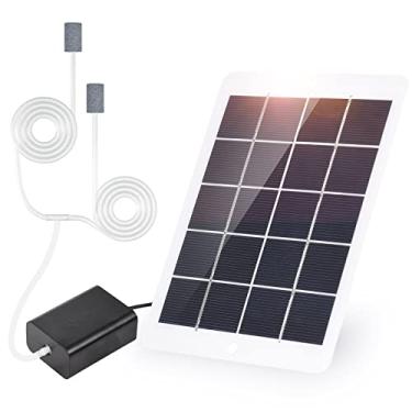 Imagem de Chusui Kit de bomba de ar de oxigênio movido a energia solar para tanque de peixes de aquário oxigenador aerador de oxigênio bomba de ar solar com tubo de oxigênio de painel solar 3W 5V 2 pedras de bo