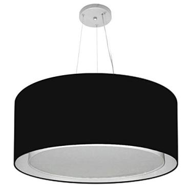 Imagem de Lustre Pendente Cilíndrico Duplo Cúpula Tecido 30/60x50 cm, Vivare Iluminação, Pendente4302 PR, Preto, Grande