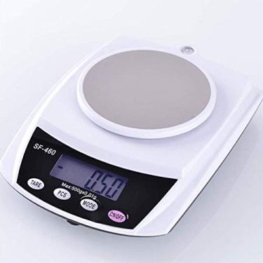 Imagem de balança de comida digital, balança de cozinha doméstica balanças eletrônicas de cozimento portátil 0,1g chá balança pequena comida de restaurante doméstico, balança de cozinha branca