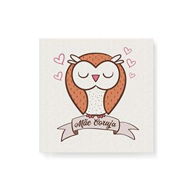 Imagem de Arte Maníacos Quadro Decorativo em Tela Canvas Mãe Coruja Fundo Bege - 30x30cm