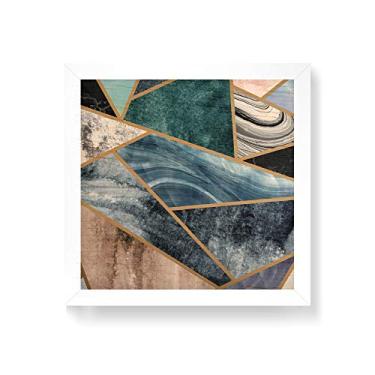 Imagem de Arte Maníacos Quadro decorativo com moldura caixa branca em Madeira - Mosaico de Mármore - 30x30cm