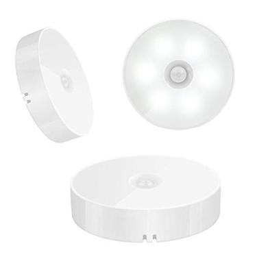 Imagem de WIDIAN Luz de Parede com Sensor de Movimento, Luz Noturna de LED, Lâmpada de Indução de Corpo Inteligente, Luzes de Escada Adesivas para Armário, Branco, 8,25 cm de Largura x 2 cm de Espessura