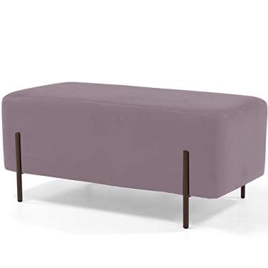 Imagem de Puff Retangular Decorativo Status 90x45 D02 Pés de Aço Veludo Rosê C-305 - Lyam Decor