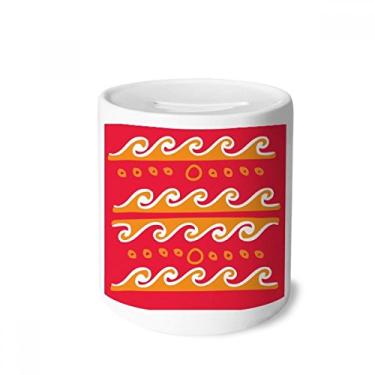 Imagem de DIYthinker Totems de ondas de fogo do México Civilização Caixa de dinheiro Caixa de cerâmica Porta-moedas Presente de cofrinho