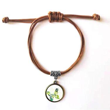 Imagem de DIYthinker Pulseira de grafite borboleta verde animal pulseira de couro corda escondida marrom joia presente