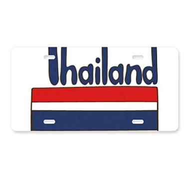 Imagem de DIYthinker Bandeira da Tailândia com padrão azul vermelho placa de licença decoração de aço inoxidável para automóveis