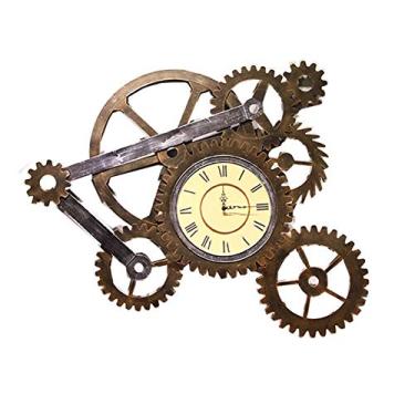 Imagem de Relógio de parede de decoração, relógio de parede retro com numerais Relógio de metal operado por bateria silenciosa interno para sala de estar, cozinha e cova de 39 * 32 polegadas