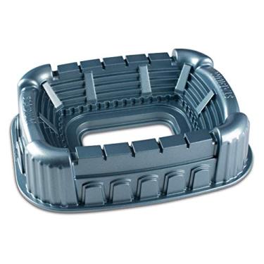Imagem de Nordic Ware Forma de bolo de estádio, 9 xícaras, acabamento metálico azul