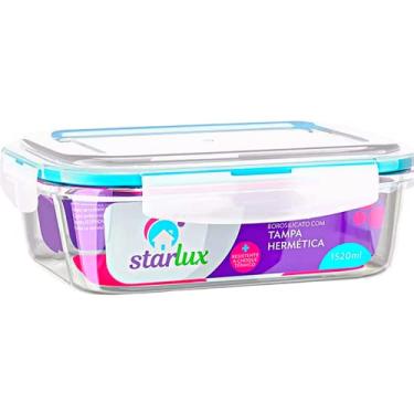 Imagem de Pote De Vidro Retangular Hermétco Com Tampa Tapoer 1520ml Vai Freezer Forno Starlux