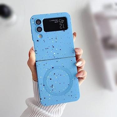 Imagem de Capa macia de TPU de carregamento sem fio magnético metálico para Samsung Galaxy Z Flip 3 4 5G Flip4 Flip3 Case, azul claro, para Z Flip 4