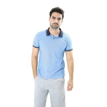 Imagem de Camiseta Masculina Gola Polo Azul Celeste Piquet Básico-Masculino