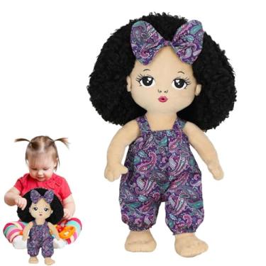 Imagem de Boneca de brinquedo preta | Boneca de pelúcia fofa afro caucasiana para meninos,Adereços fotográficos de pelúcia confortáveis para casa, sofá, berço e carro Bensil