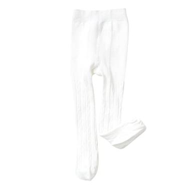 Imagem de CsgrFagr Meia-calça infantil para meninas e bebês meninas leggings quentes de tricô sem costura elástica preta feminina forrada com lã, Branco, 5-6 Years