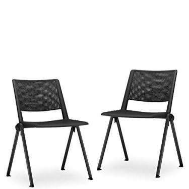 Imagem de Kit 02 Cadeiras Fixa Base Preta Empilhável Up F02 Preto - Lyam Decor