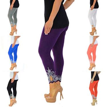Imagem de Leggings femininas com controle de barriga plus size para ioga cropped cintura alta levanta bumbum leggings de cor sólida, #B_rosa claro, M