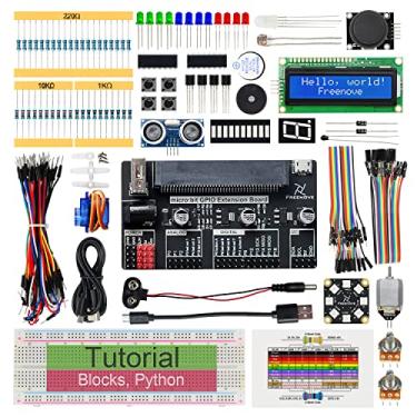 Imagem de Freenove Super Starter Kit para BBC Micro:bit (não incluído, funciona com V1 e V2), tutorial detalhado de 266 páginas, 191 itens, 38 projetos, blocos e código Python
