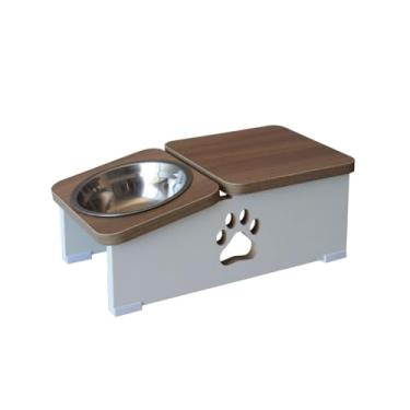 Imagem de Comedouro Elevado Cachorro Base Bebedouro Hibrido Pet MDF - Inox