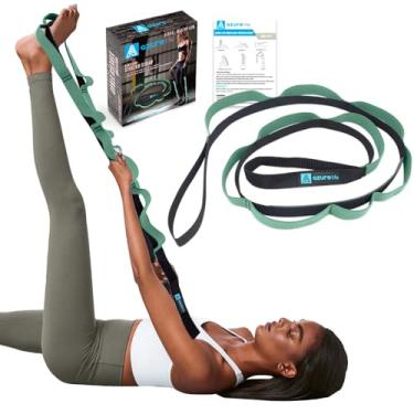 Imagem de Alça elástica com 11 laços, faixa de estiramento meio elástica – ferramenta elástica para ioga, fisioterapia, dança e pilates, ginástica, treinamento de força no tendão com guia de instruções