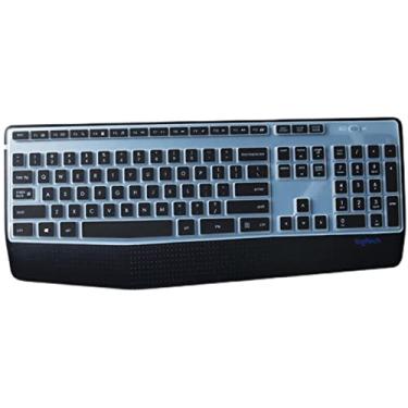 Imagem de Capa de teclado MK345 Logitech de silicone, capa de teclado ultrafina de tamanho completo para teclado sem fio Logitech MK345, capa de teclado Logitech à prova d'água à prova de poeira (preto)