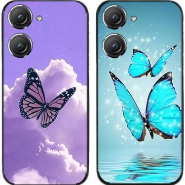 Imagem de 2 peças borboleta voadora TPU gel silicone capa de telefone traseira para Asus Zenfone 8/9 / 10 (Asus Zenfone 10)