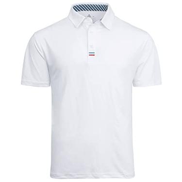 Imagem de Dekomere Camisa polo masculina de manga curta esportiva casual masculina, 011 - Branco, M
