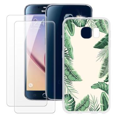 Imagem de MILEGOO Capa para Samsung Galaxy S6 + 2 peças protetoras de tela de vidro temperado, capa de TPU de silicone macio à prova de choque para Samsung Galaxy S6 (5,1 polegadas)