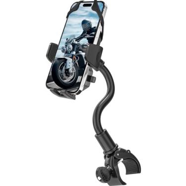Imagem de Dosvsi Suporte de telefone de motocicleta de braço longo, [amarração segura atualizada] Suporte de celular de bicicleta para quadriciclo e scooter, suporte de telefone para guidão de rotação de 360°