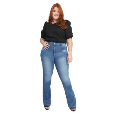 Imagem de Calça Biotipo Jeans Feminina Flare Plus Size