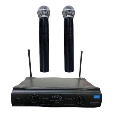 Imagem de Microfone duplo sem fio profissional uhf karaoke palestras
