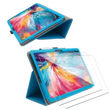 Imagem de Kebiory Capa para tablet TCL Tab 10 NXTPAPER 5G com 2 peças protetoras de tela/capa de couro PU à prova de choque com fecho magnético com alça de mão para TCL TAB 10 NXTPAPER 5G 10,4 polegadas modelo