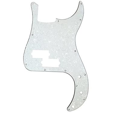 Imagem de sdhengyee 13 furos Precision Bass Pickguard P Bass Scratch Plate Fits American USA/Mexican Fender Precision Bass, 4Ply White Pearl
