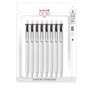 Imagem de Caneta de gel retrátil e recarregável Uniball, ponta micro de 0,5 mm, tinta preta, 8 canetas