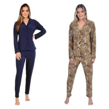 Imagem de Kit 2 Pijamas Longos De Liganete Inverno Com Botões-Feminino