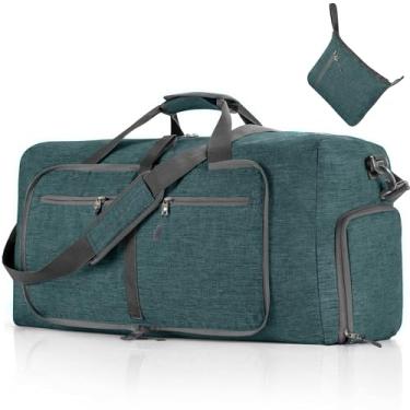 Imagem de Vomgomfom Bolsa esportiva de viagem para homens, 65 L, 85 L, 115 L, dobrável, com compartimento para sapatos, bolsa noturna para homens e mulheres, F Verde, 65L, Bolsa de viagem dobrável