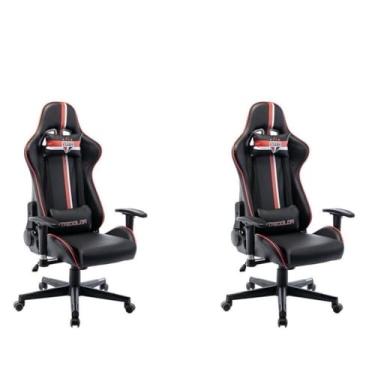 Imagem de Kit 2 Cadeiras Gamer São Paulo Spfc 3318 Preto/Vermelho
