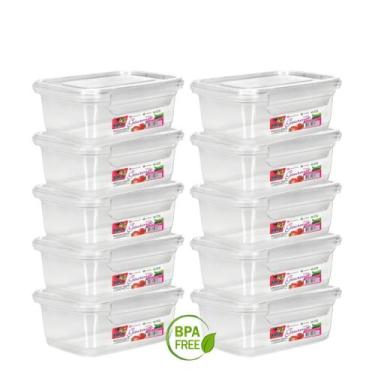 Imagem de Kit 10 Potes 750ml Tampa com Trava, Kit 10 Marmitas Reutilizáveis - Er