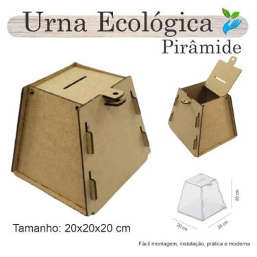 Imagem de Urna Madeira Sorteio Caixa Sugestões Piramide 20 X 20 Mdf - Indústria 