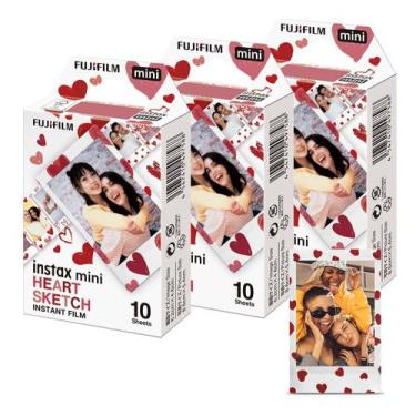 Imagem de Fujifilm Instax Mini Heart Sketch, Filme Instantâneo de 10 Exposições, Pacote com 3 Caixas