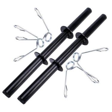 Imagem de Par Barra Oca De 40 Cm + 4 Presilhas De Anilha Para Academia Halteres 