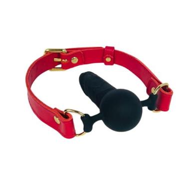 Imagem de Mordaça Couro Ball Gag Silicone Ajustável Confortável Regulável Fivela