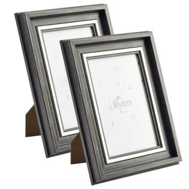Imagem de Kit 2 Porta Retratos com Suporte 10x15cm 6052 - Livon, Preto