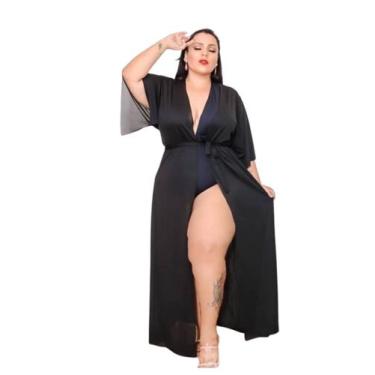 Imagem de Quimono Saida de praia PLUS SIZE Kimono  com cordão moda feminina ELEG