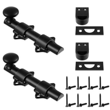 Imagem de Tandefio 2 peças de parafusos de porta holandeses de 15,2 cm para serviço pesado de latão sólido fechadura de ferragem de porta, trava de sótão para celeiro deslizante holandês (preto)