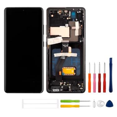 Imagem de [Com moldura] [Suporte a função de impressão digital] Nova tela OLED SWARK compatível com Galaxy S21 Ultra LCD Tela sensível ao toque de 6,8 polegadas Substituição do conjunto digitalizador com kit de