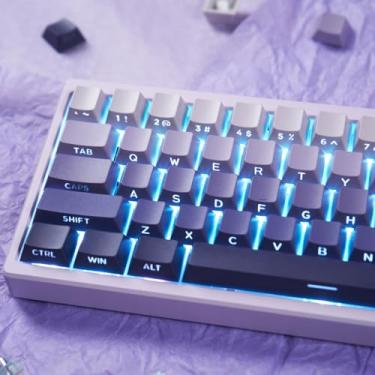 Imagem de PBT Doubleshot Teclas 134 teclas gradiente roxo retroiluminado perfil OEM teclas impressão lateral brilho através de teclado personalizado conjunto de teclas para teclado mecânico 60% 65% 75% 100% Cherry Gateron MX Switches